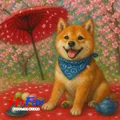 Peinture diamant Shiba Inu portrait rond ou carré 25x25 à 45x45 cm – Color Jaune