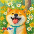 Peinture diamant Shiba Inu portrait rond ou carré 25x25 à 45x45 cm – Color Gris clair
