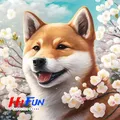 Peinture diamant Shiba Inu portrait rond ou carré 25x25 à 45x45 cm – Color Bleu
