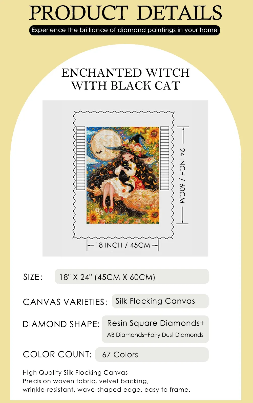 Peinture diamant sorcière chat noir