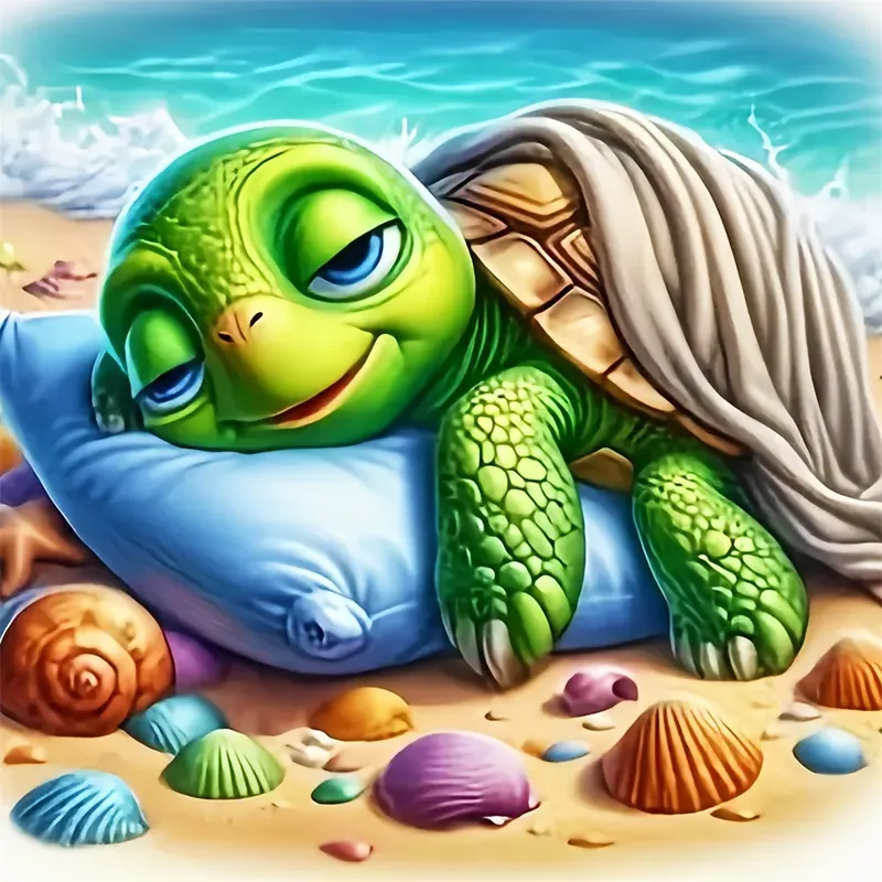 Peinture diamant tortue animal 30x30 à 50x50 cm