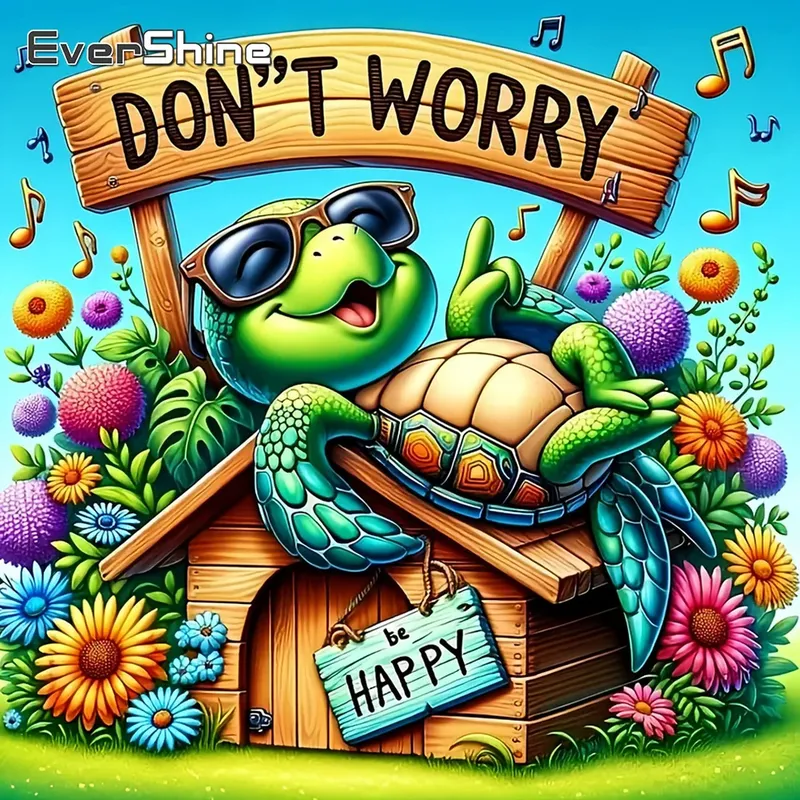Peinture diamant tortue maison 20x20 à 50x50 cm