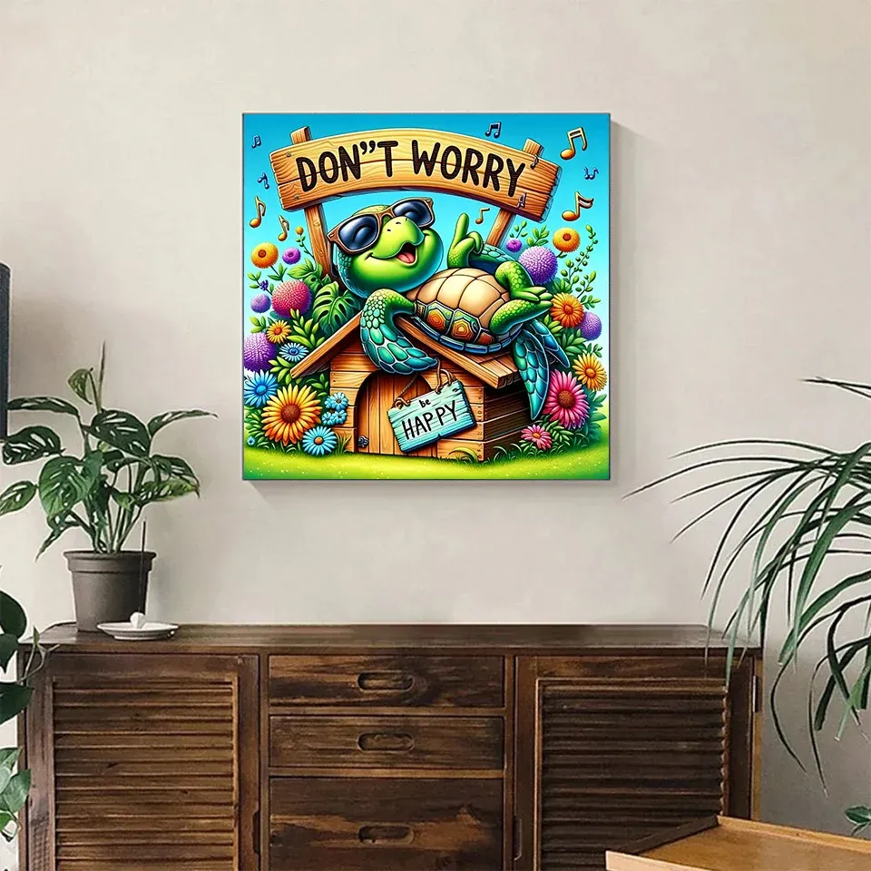 Peinture diamant tortue maison 20x20 à 50x50 cm