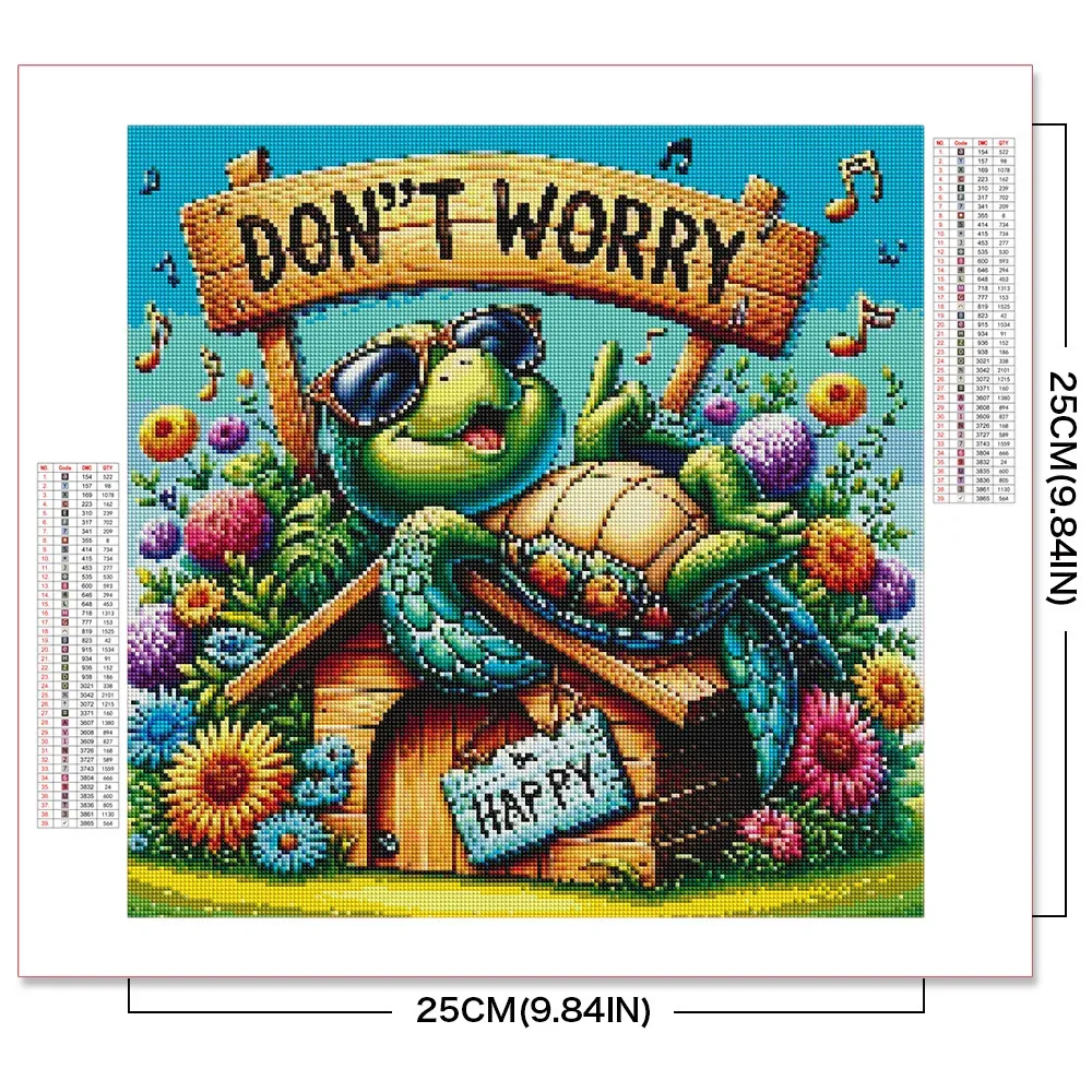 Peinture diamant tortue maison 20x20 à 50x50 cm