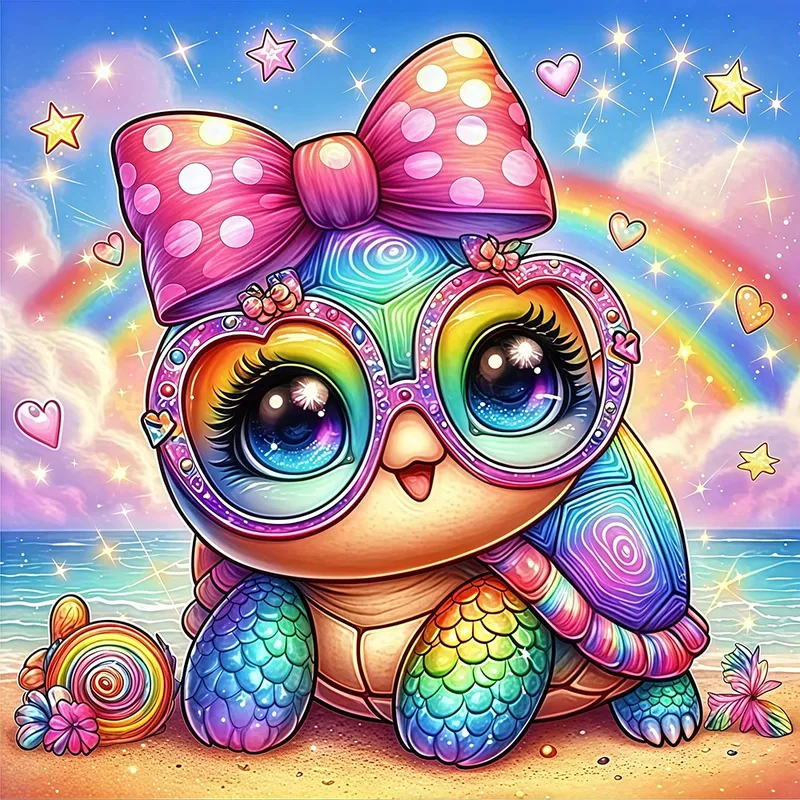 Peinture diamant tortue plage 20 à 50 cm