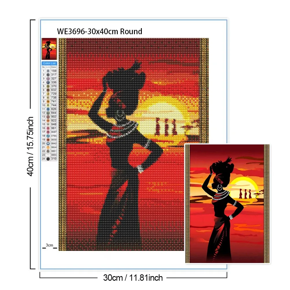 Peinture diamant vie africaine 20 à 50 cm