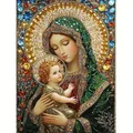 Peinture diamant Vierge et Enfant 20 à 70 cm – Couleur BLANC (A1)