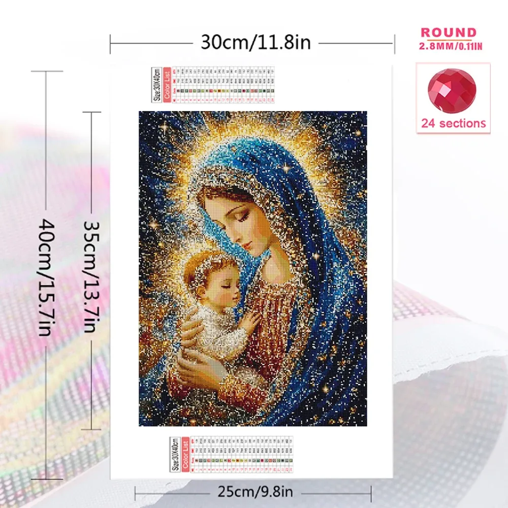 Peinture diamant Vierge Marie 20 à 70 cm