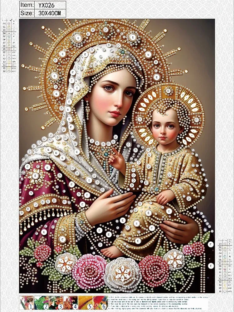 Peinture diamant Vierge Marie 30 x 40 cm