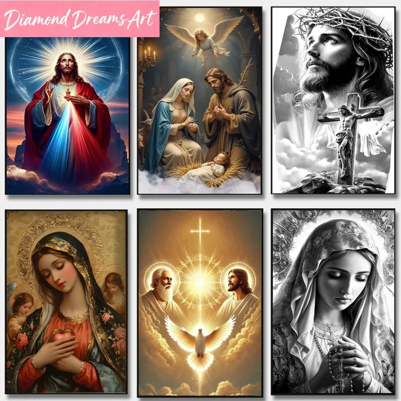 Peinture diamant Vierge Marie Jésus 20 à 70 cm