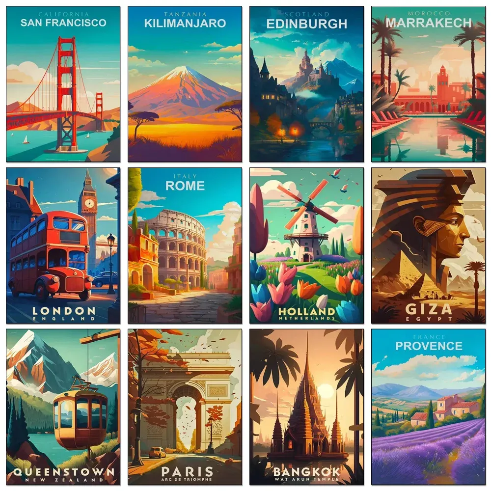 Peinture diamant villes du monde 20x30 à 40x50 cm