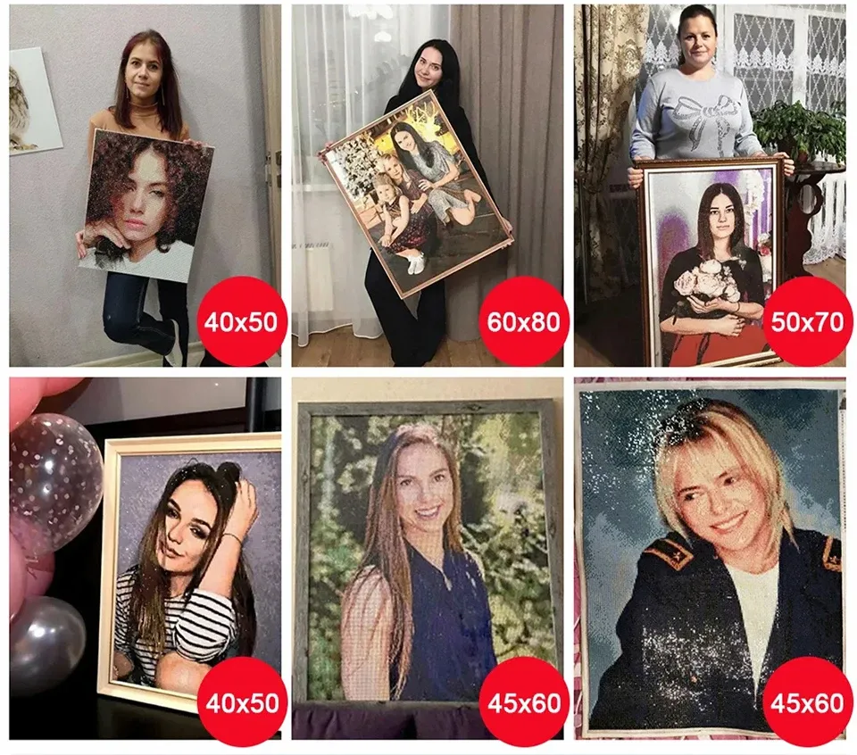 Photo personnalisée peinture diamant 20 à 50 cm