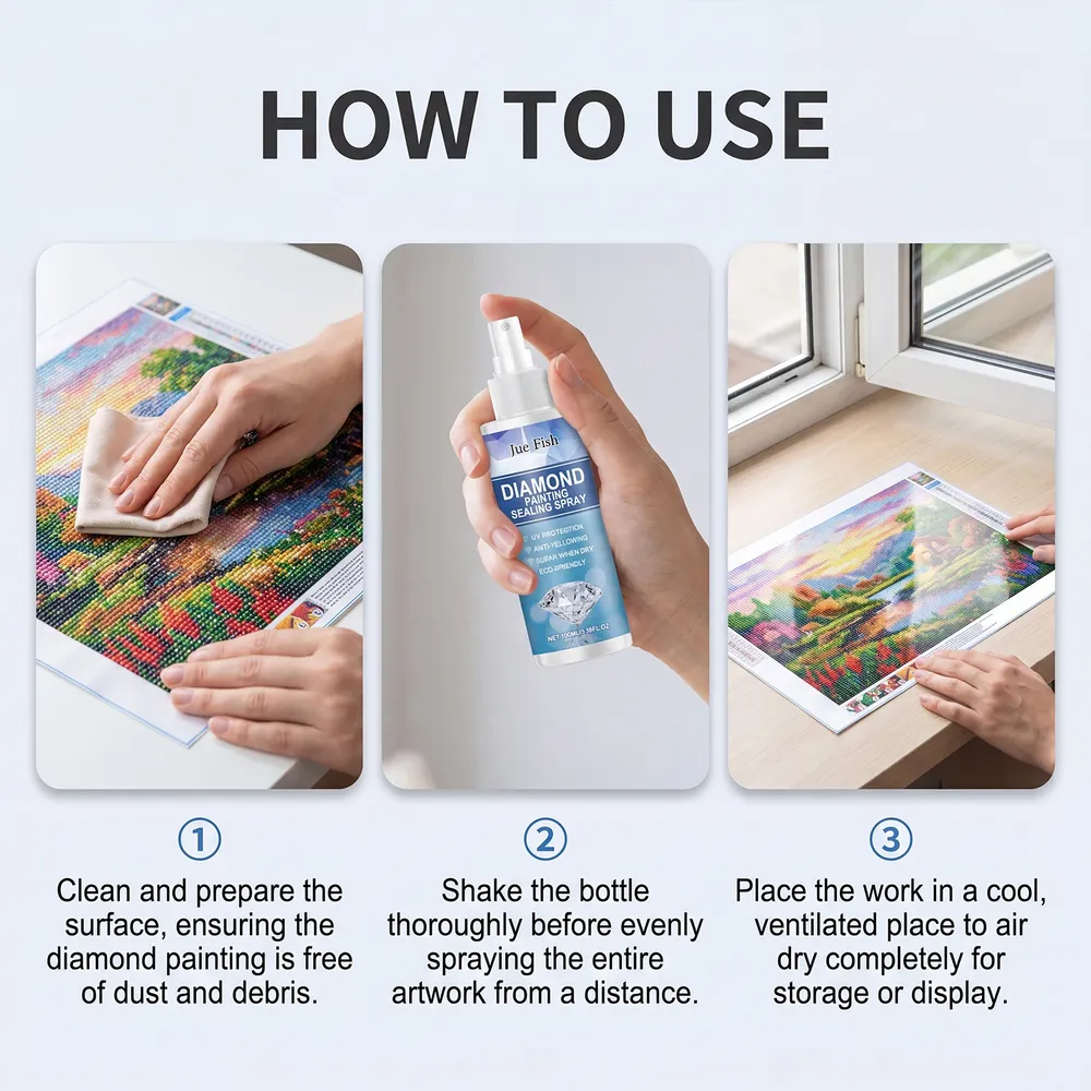 Spray scellant brillant anti-poussière pour peinture diamant
