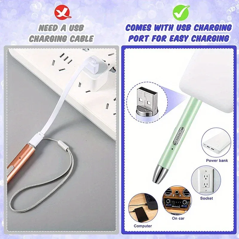 Stylo peinture diamant LED USB 2 modes éclairage