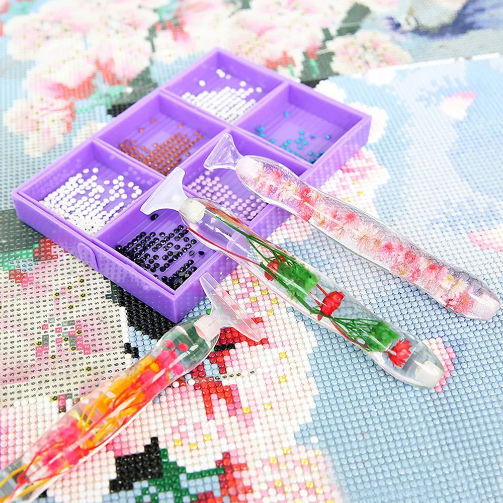 Stylo peinture diamant résine 6 têtes fleur