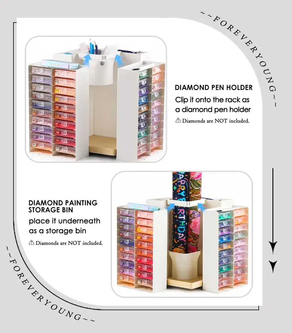 Support rangement rotatif 80 plateaux pour peinture diamant