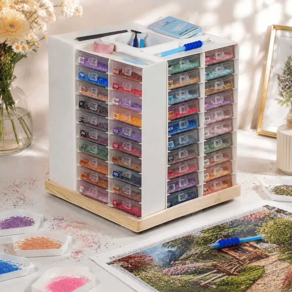 Support rangement rotatif 80 plateaux pour peinture diamant