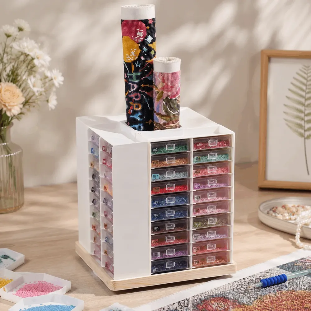 Support rangement rotatif 80 plateaux pour peinture diamant