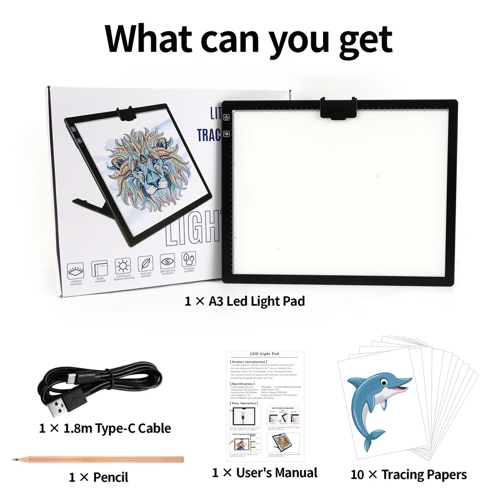 Tablette lumineuse A3 rechargeable pour peinture diamant