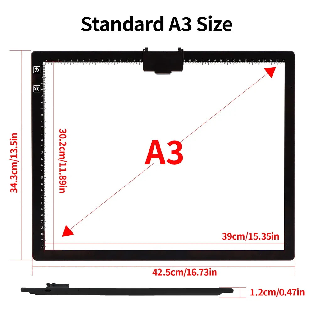 Tablette lumineuse A3 rechargeable pour peinture diamant