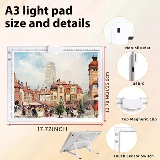 Tablette lumineuse LED A3 rechargeable 6 niveaux de luminosité