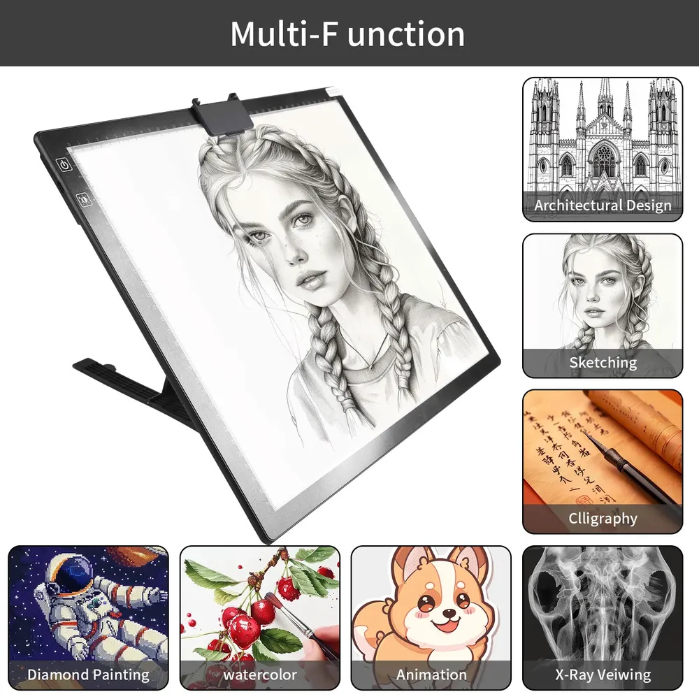 Tablette lumineuse LED A3 réglable avec support pour peinture diamant