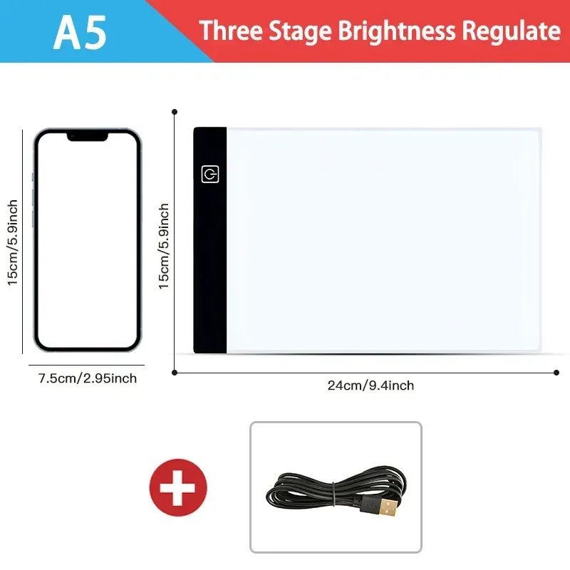 Tablette lumineuse LED A4 USB pour peinture diamant