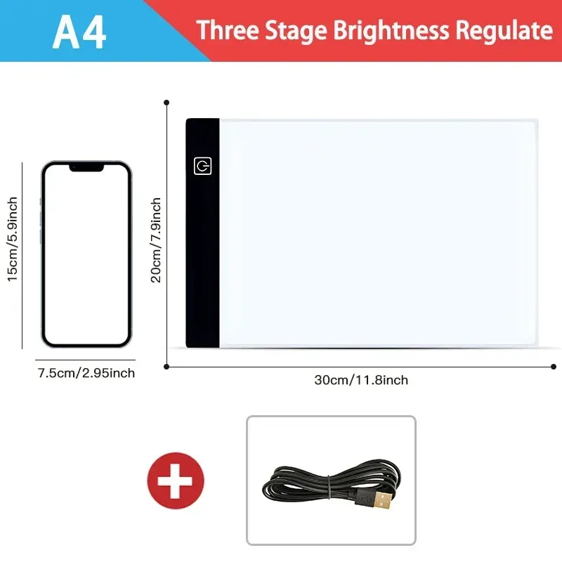 Tablette lumineuse LED A4 USB pour peinture diamant