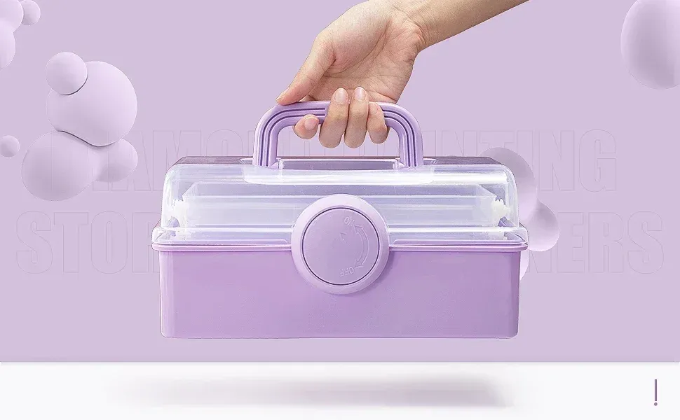 Valise de rangement pour peinture diamant à trois niveaux
